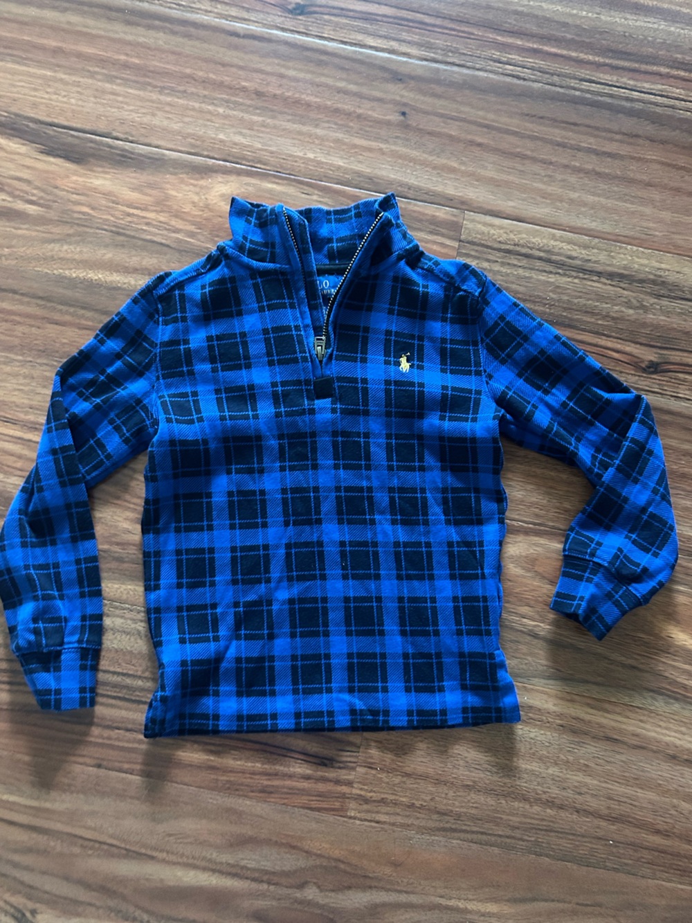 Polo Ralph Lauren quarter zip long sleeve blue paid shirt boys 5 5t